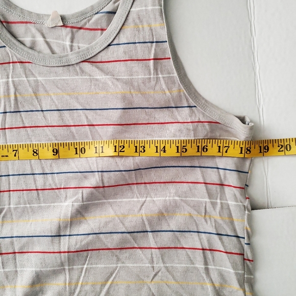 Vintage 1970s Men's Striped Tank Top. Large (please see measurements) 🇺🇸 50/50 - Picture 8 of 10